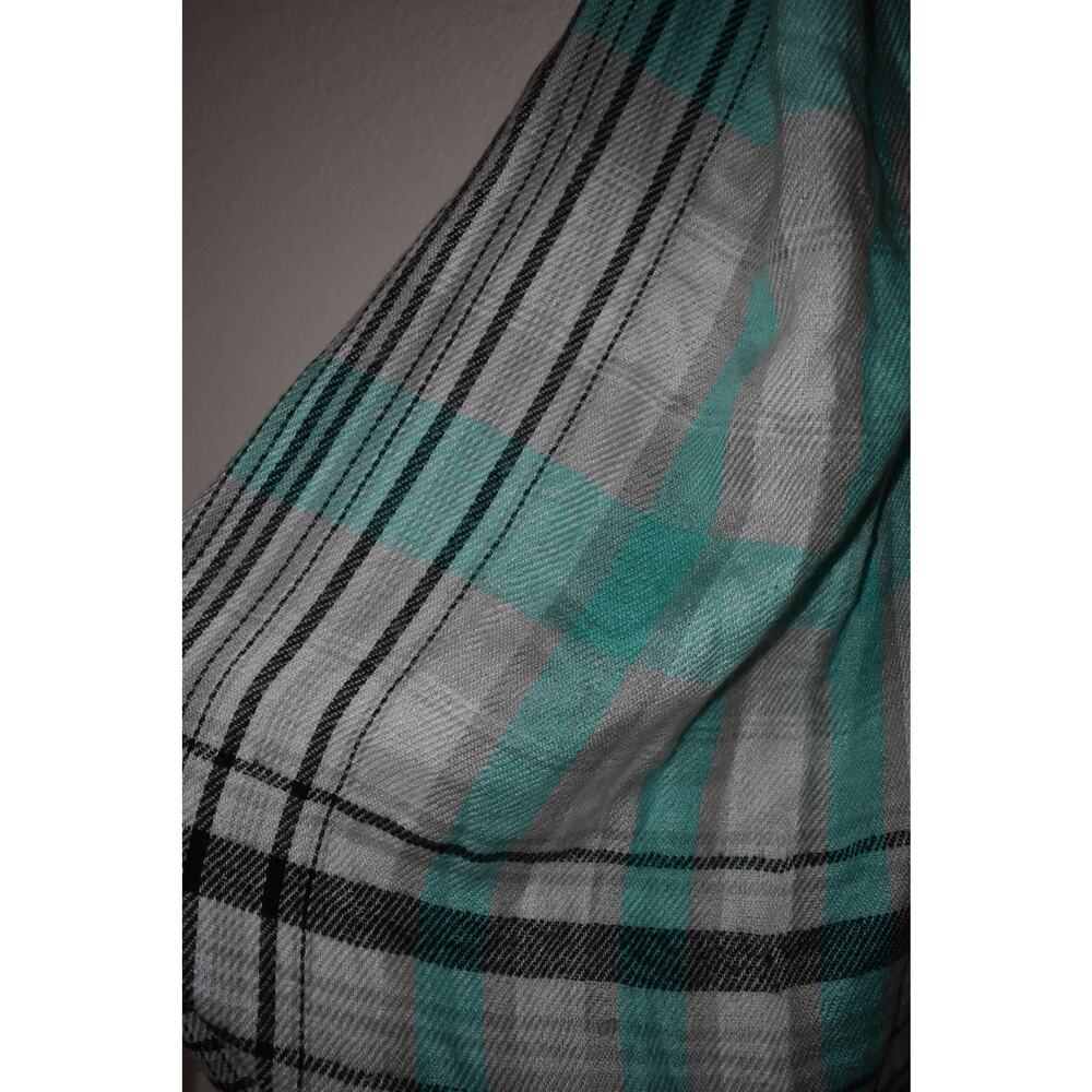 Gray and Teal Blue Infinity Scarf - Picture 2 of 2